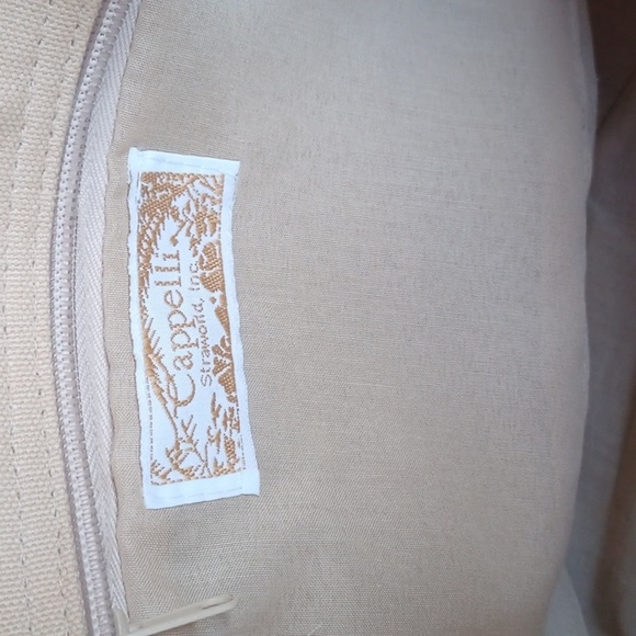 Cappelli Beach Tote, multicolor straw strands, braided, beaded handles 18x9x6 - Picture 4 of 7